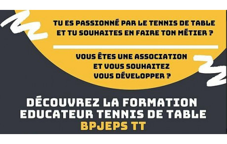 Appel à candidatures à la formation BPJEPS tennis de table du CREPS de Nancy